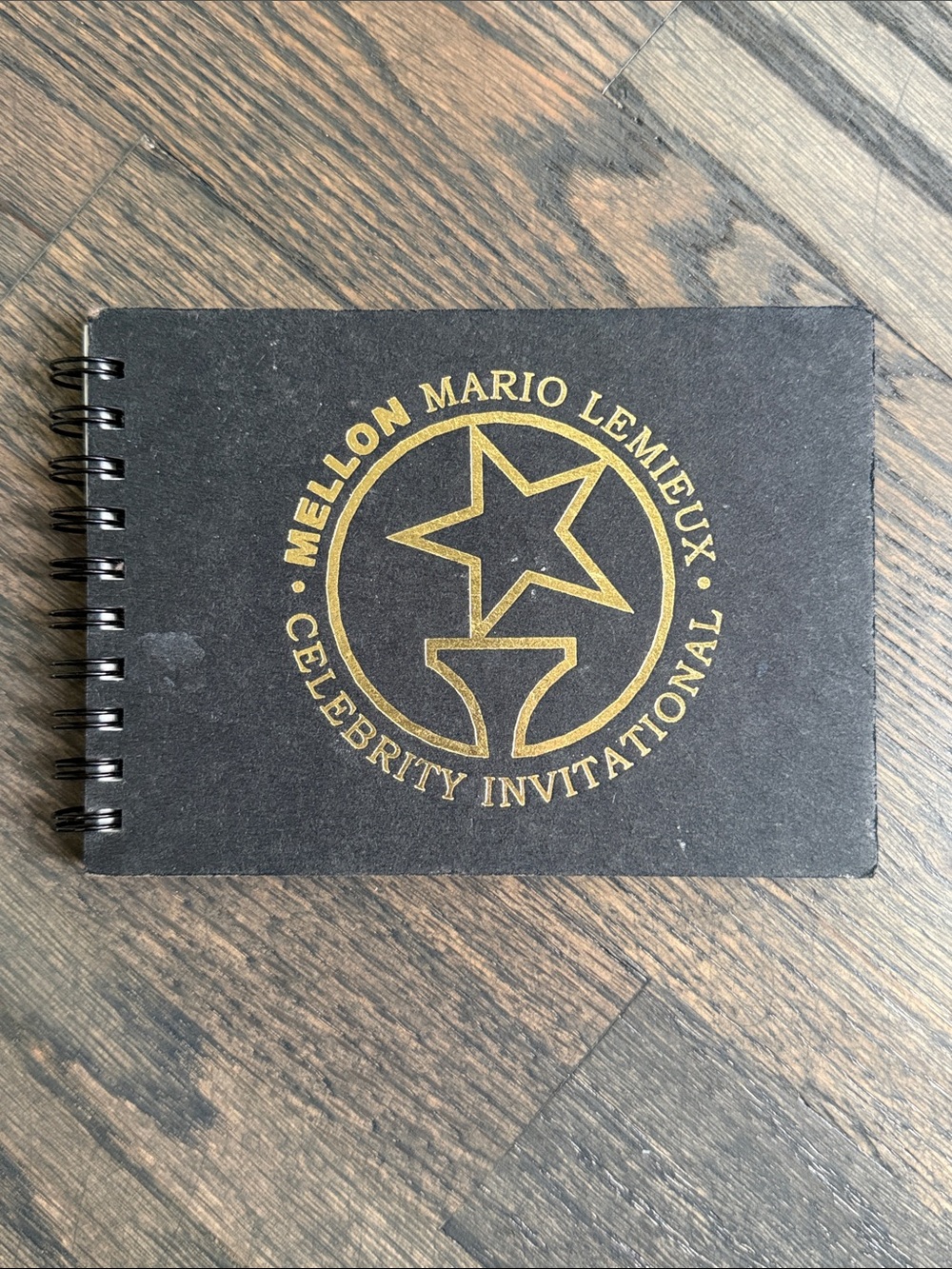 Mellon Mario Lemieux Celebrity Invitational Gold Logo Spiral Notebook - Black